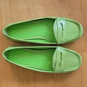 Ralph Lauren Neon Green Leather Penny Loafers